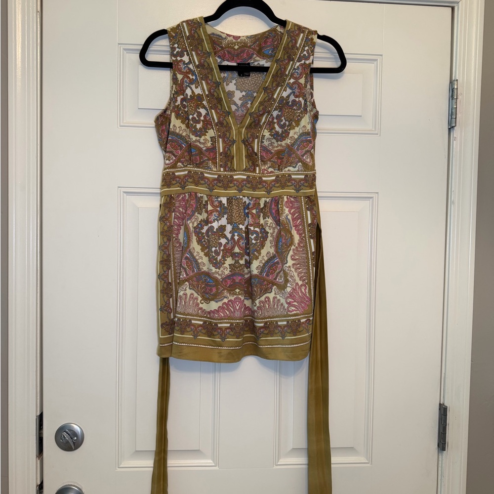 Nicole-Nicole Miller Olive, Pink Cream Paisley Sleeveless Mini waist sz 4 Dress